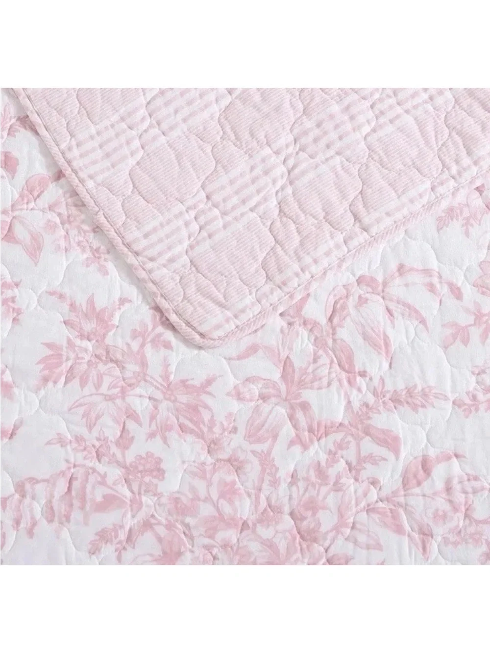 Laura Ashley Twin Pink Bedford Cotton 2Pc Quilt Set Reversible Floral NEW